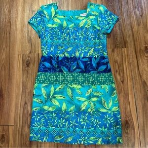 Vintage 90s Jessica Howard petite dress size 12 green blue colorful